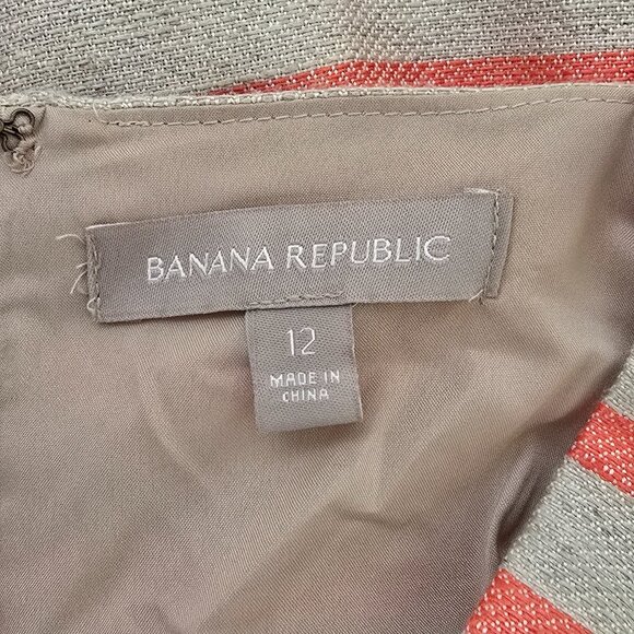 Banana Republic Coral Tan Linen Blend Striped Dress 12 - Picture 10 of 10
